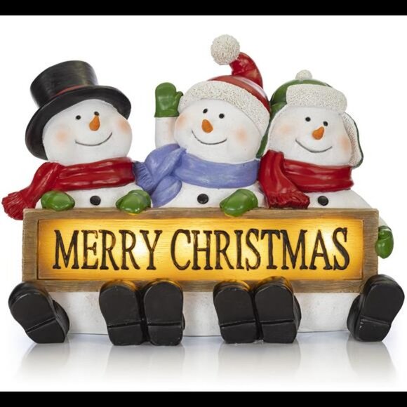 Home Snowman Trio LED Merry Christmas Sign - Picture 2 of 3